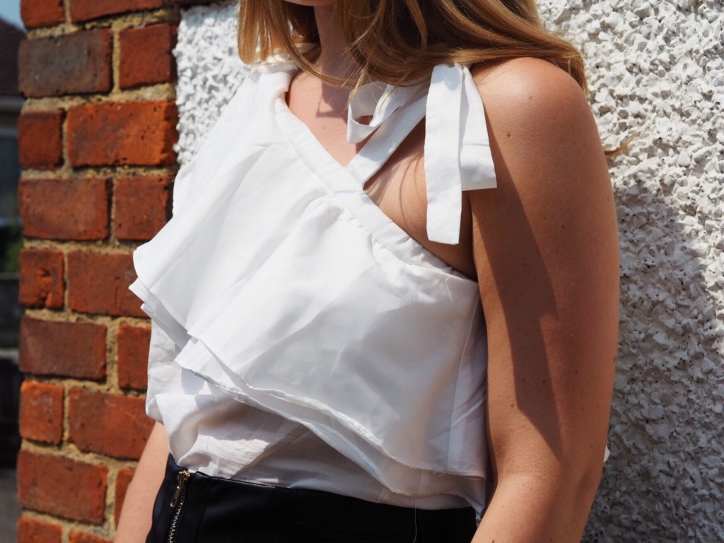 White ruffle frill missguided crop top